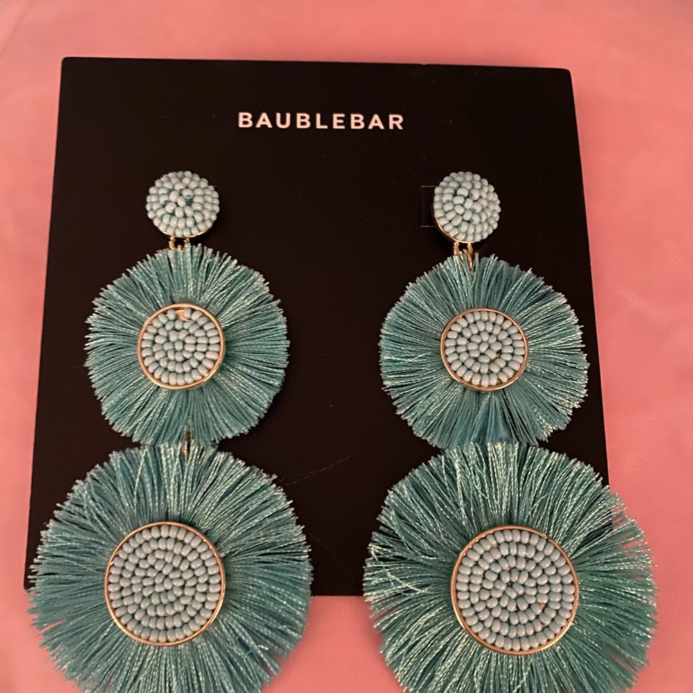 Turquoise/sea foam fringe earrings